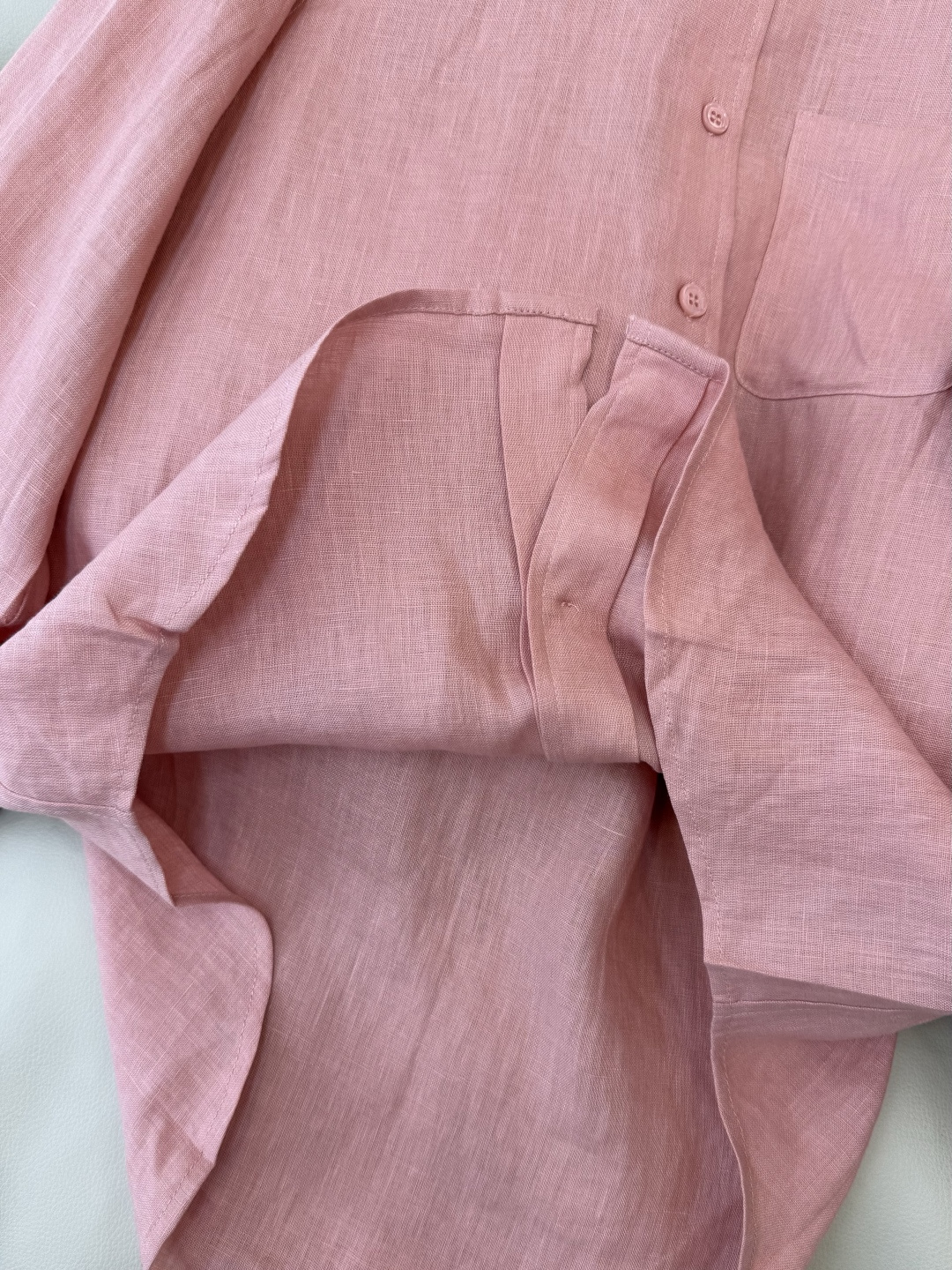 ZM002#新款套装⚠️‼️Lp🆕 经典款 100% 亚麻长袖衬衫➕长裤套装 本色麻/粉色 SML
