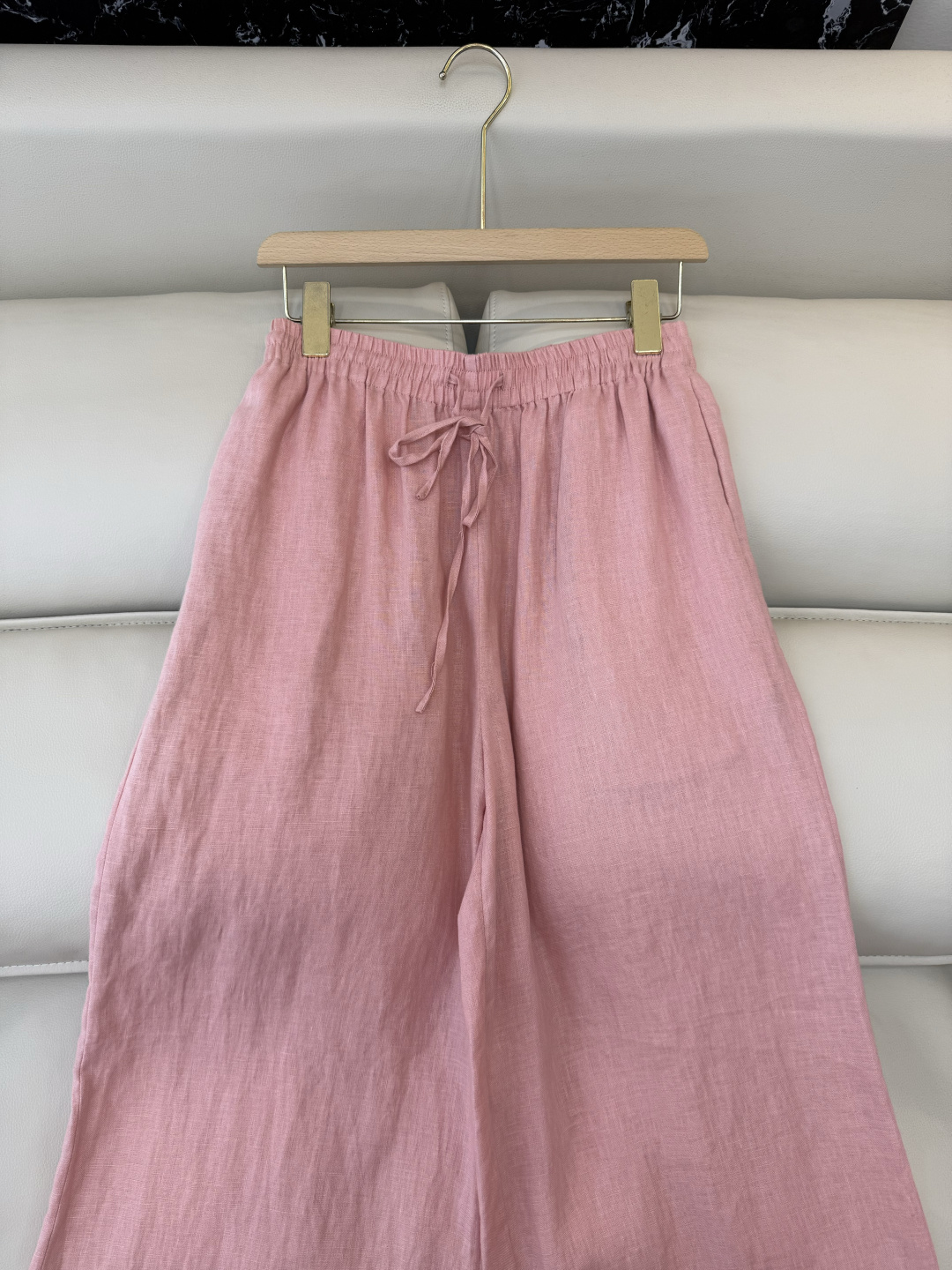 ZM002#新款套装⚠️‼️Lp🆕 经典款 100% 亚麻长袖衬衫➕长裤套装 本色麻/粉色 SML