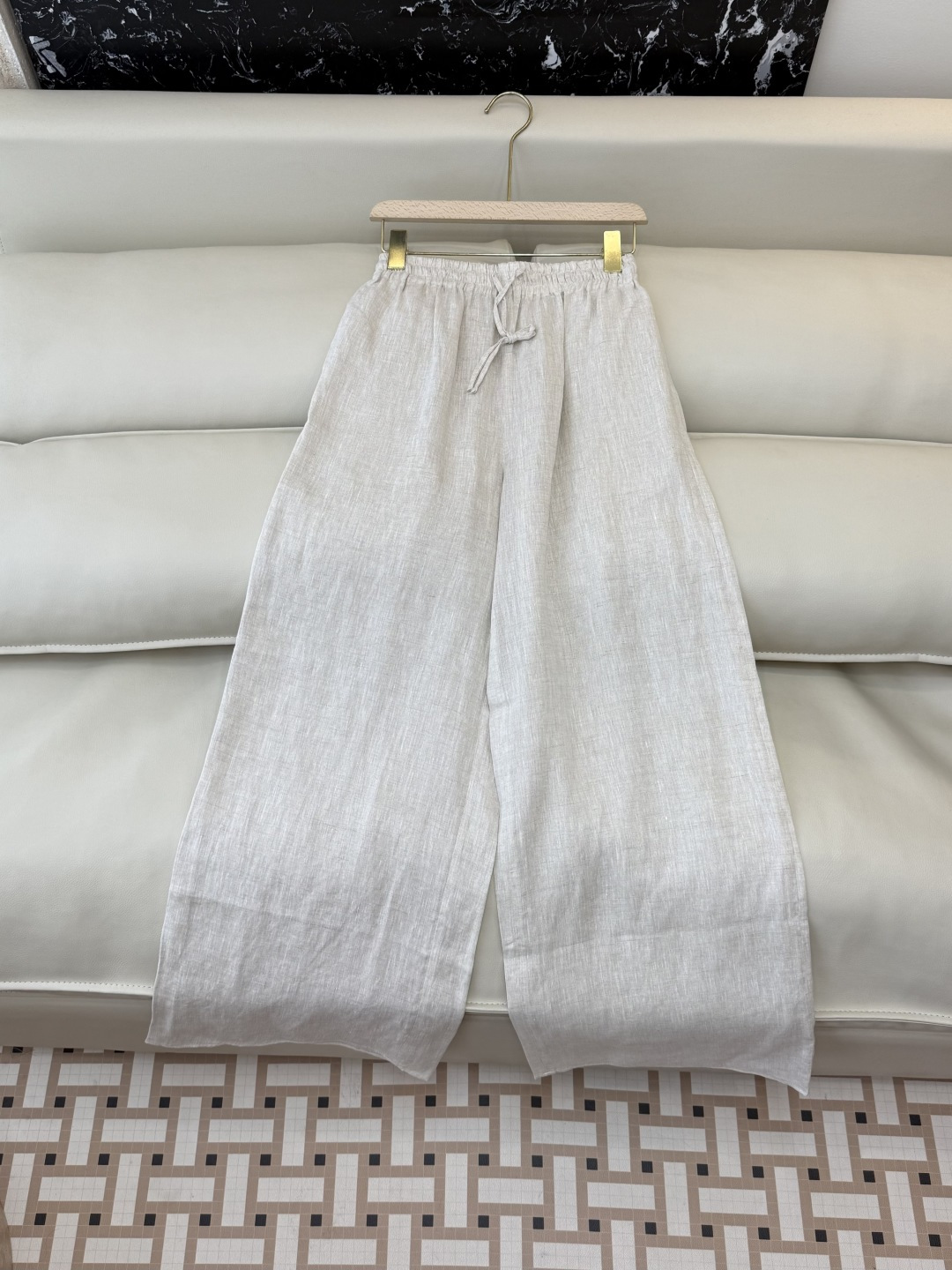 ZM002#新款套装⚠️‼️Lp🆕 经典款 100% 亚麻长袖衬衫➕长裤套装 本色麻/粉色 SML