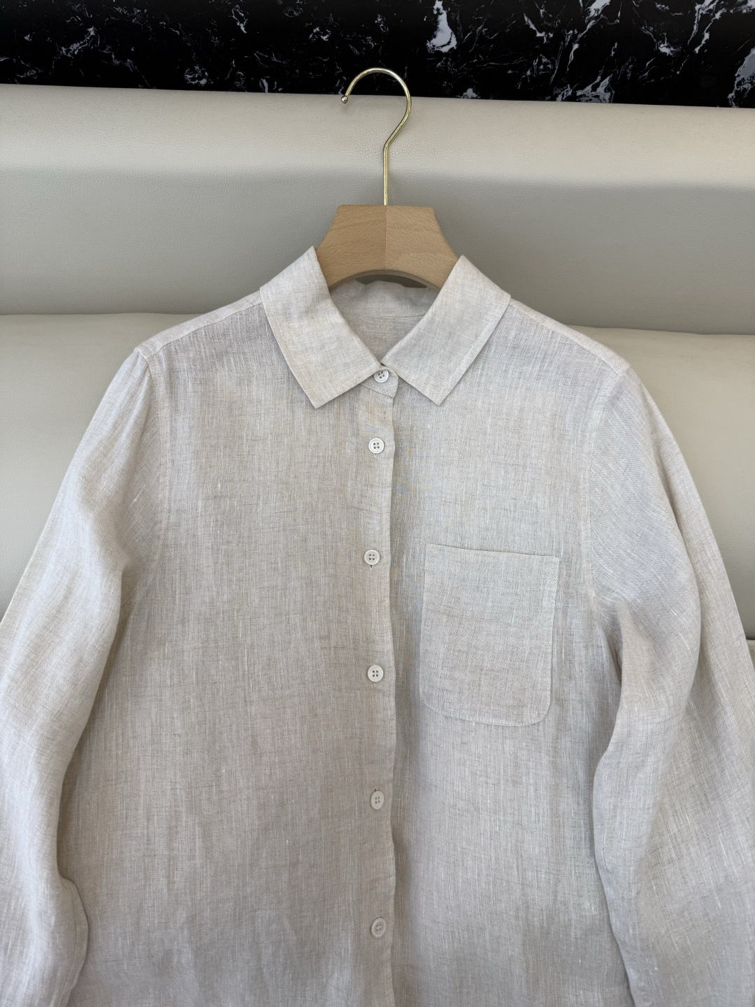 ZM002#新款套装⚠️‼️Lp🆕 经典款 100% 亚麻长袖衬衫➕长裤套装 本色麻/粉色 SML