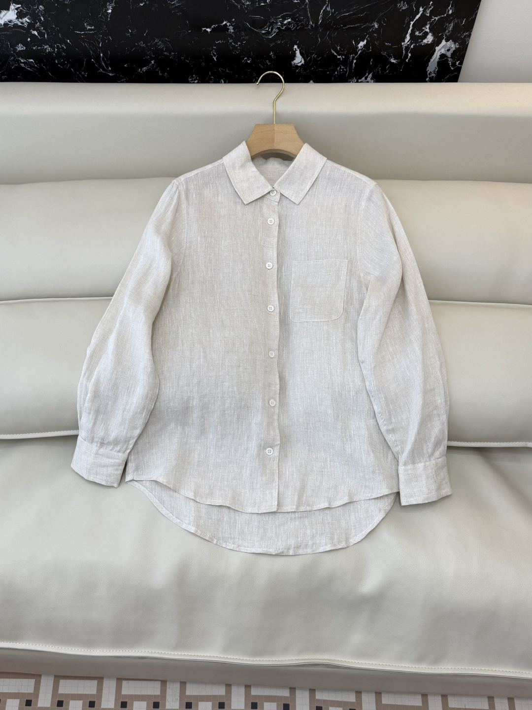 ZM002#新款套装⚠️‼️Lp🆕 经典款 100% 亚麻长袖衬衫➕长裤套装 本色麻/粉色 SML