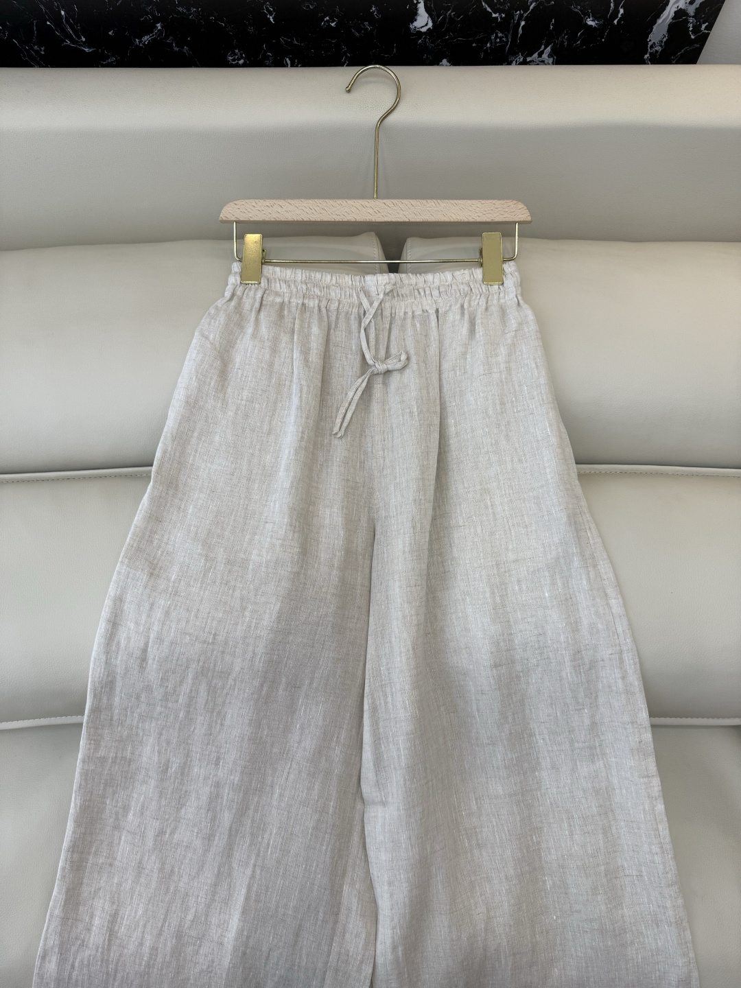 ZM002#新款套装⚠️‼️Lp🆕 经典款 100% 亚麻长袖衬衫➕长裤套装 本色麻/粉色 SML