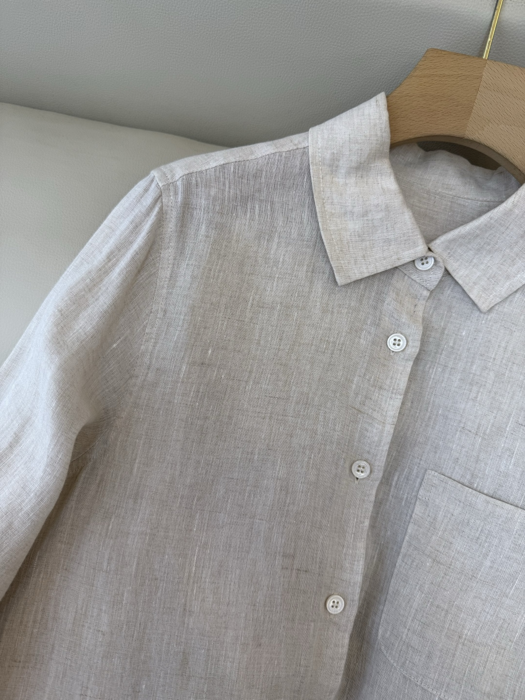 ZM002#新款套装⚠️‼️Lp🆕 经典款 100% 亚麻长袖衬衫➕长裤套装 本色麻/粉色 SML