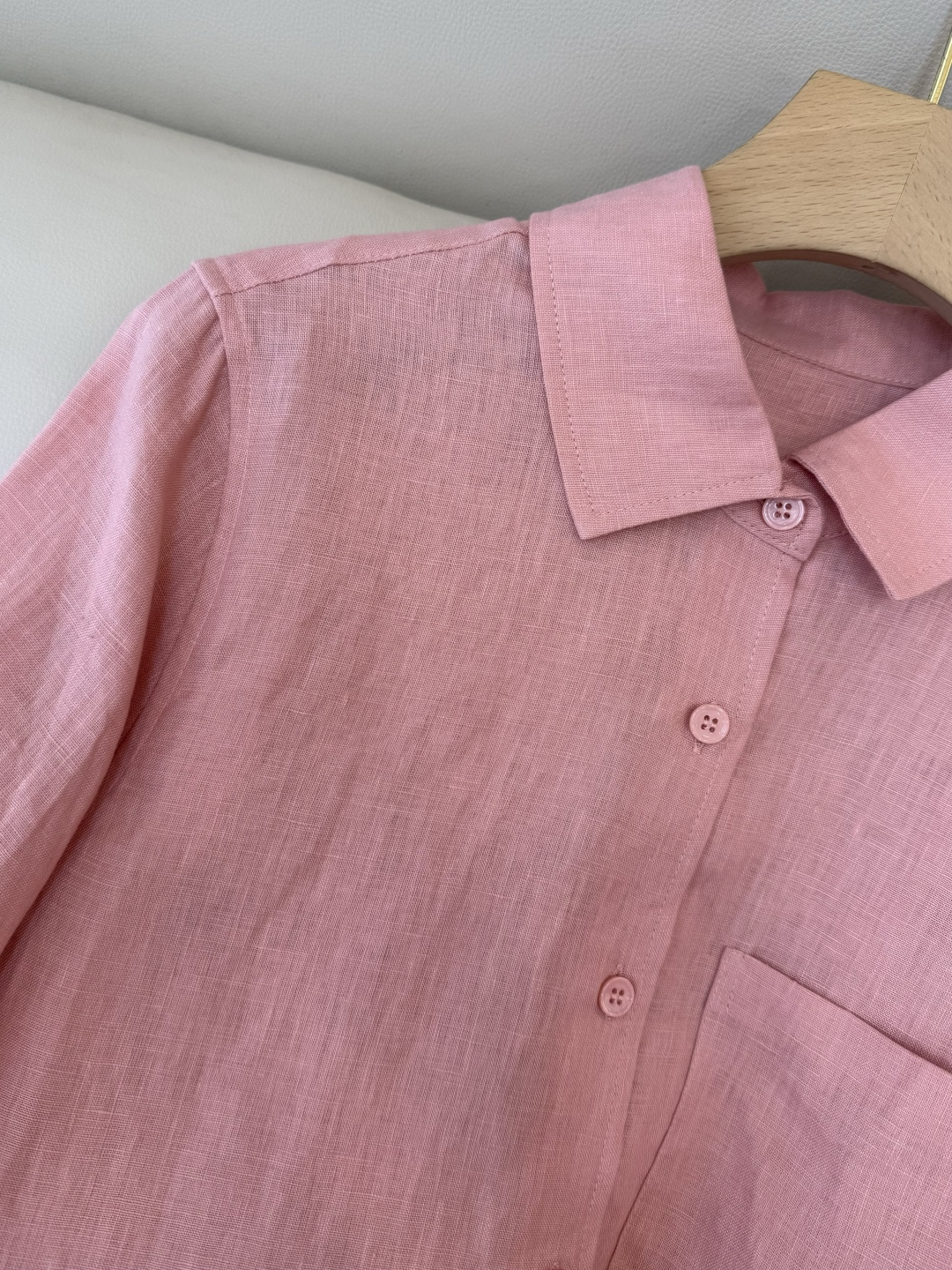 ZM002#新款套装⚠️‼️Lp🆕 经典款 100% 亚麻长袖衬衫➕长裤套装 本色麻/粉色 SML