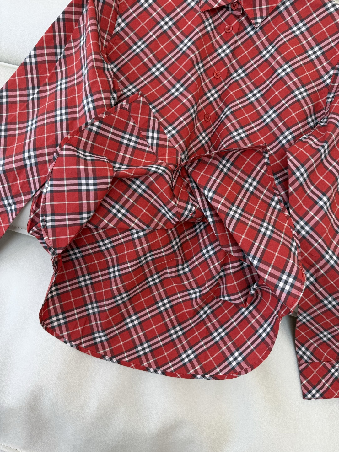 BM005#新款衬衫‼️B家 细格子 对格菱形格 长袖衬衫 三色 SML