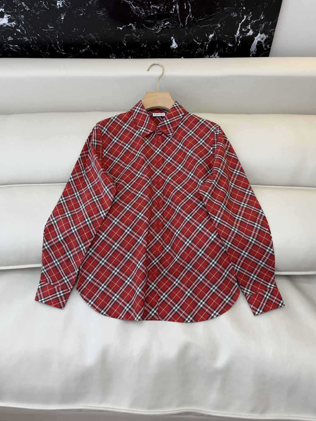 BM005#新款衬衫‼️B家 细格子 对格菱形格 长袖衬衫 三色 SML