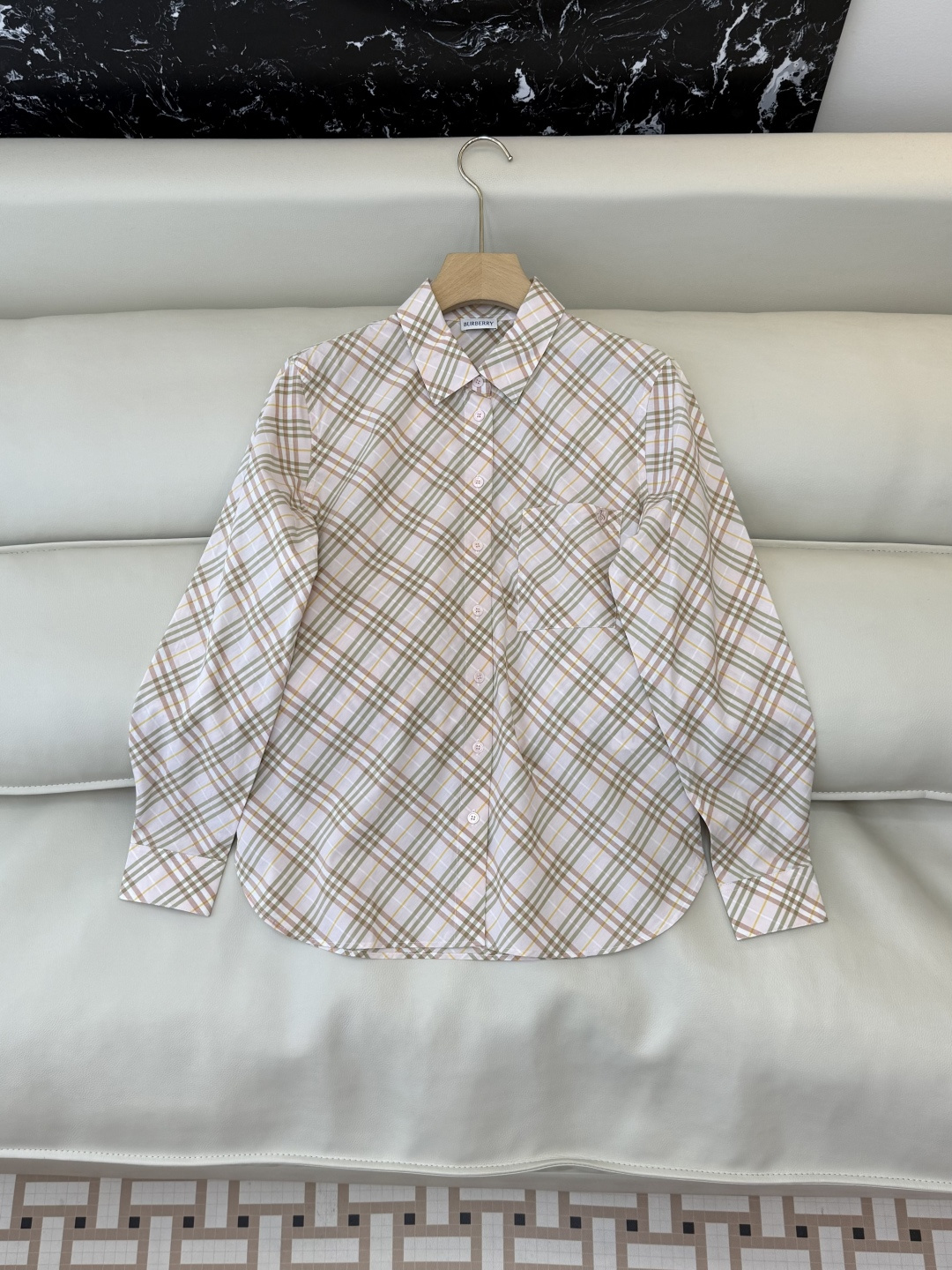 BM005#新款衬衫‼️B家 细格子 对格菱形格 长袖衬衫 三色 SML