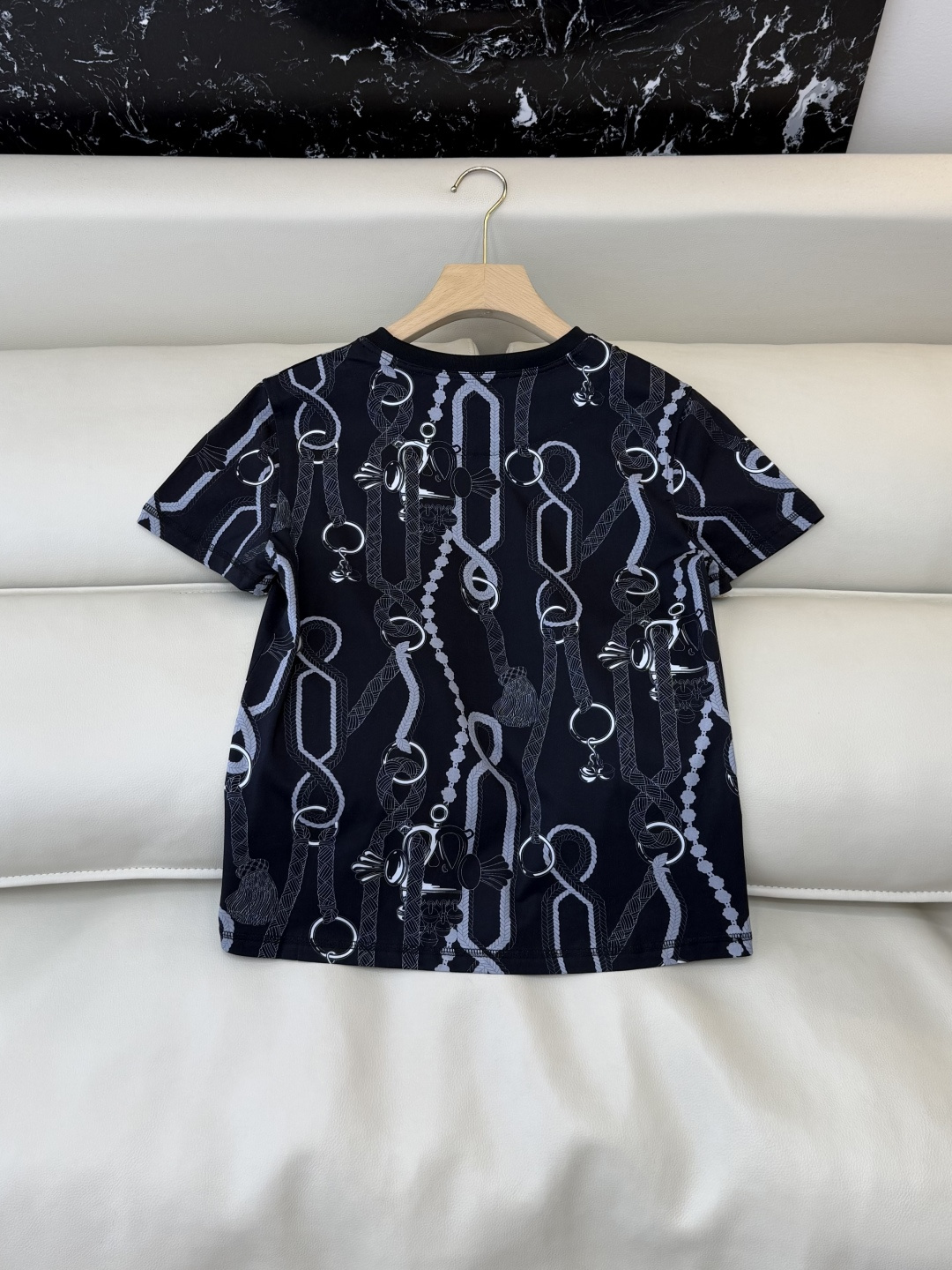 QG0159#新款T恤⚠️‼️H家 独家版 ‼️爱马仕 顶级版 印花 短袖T恤 黑色 36/38/40