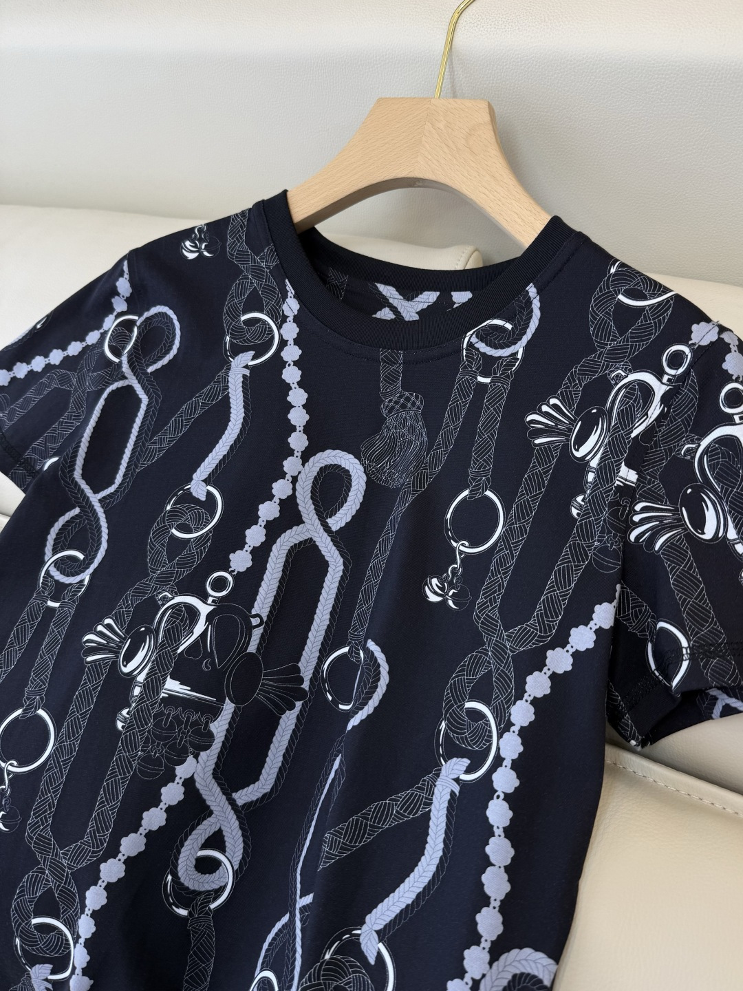 QG0159#新款T恤⚠️‼️H家 独家版 ‼️爱马仕 顶级版 印花 短袖T恤 黑色 36/38/40