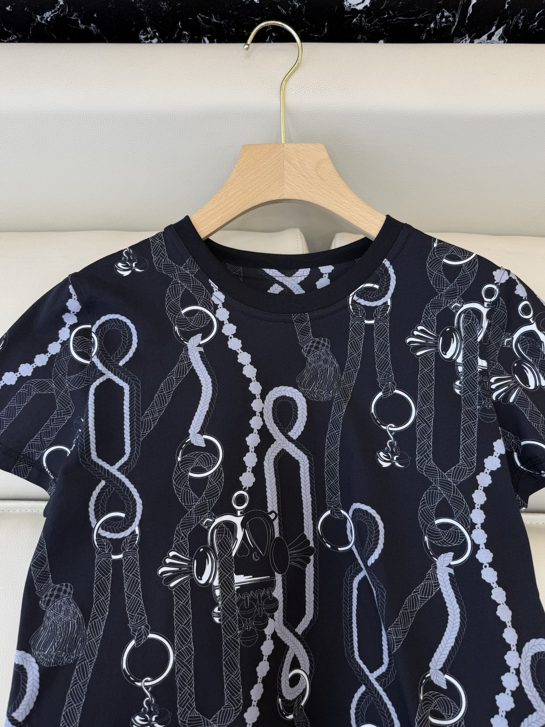 QG0159#新款T恤⚠️‼️H家 独家版 ‼️爱马仕 顶级版 印花 短袖T恤 黑色 36/38/40