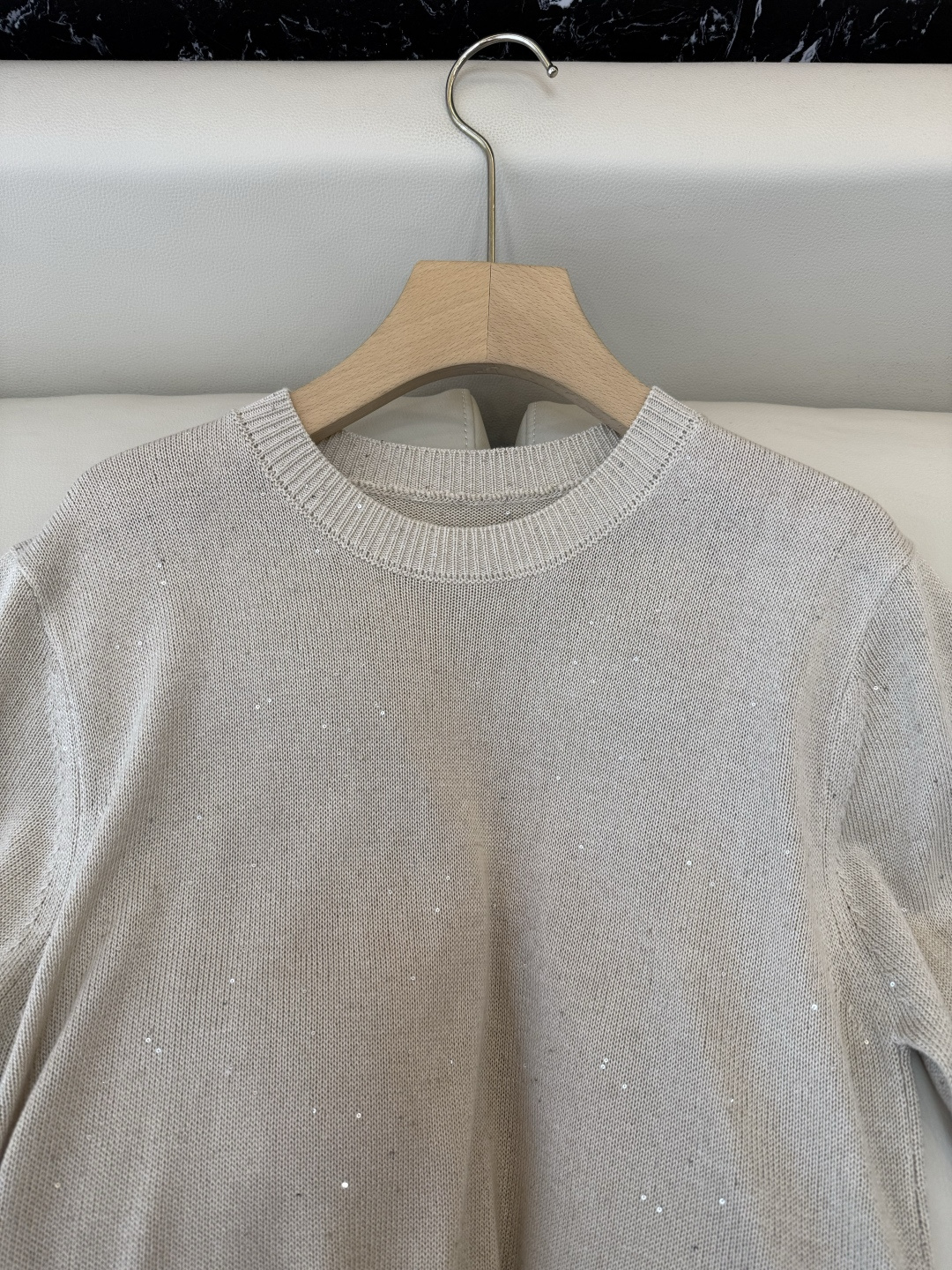 LZM26006#新款针织‼️BC 珠片纱 短袖针织上衣 三色 SML