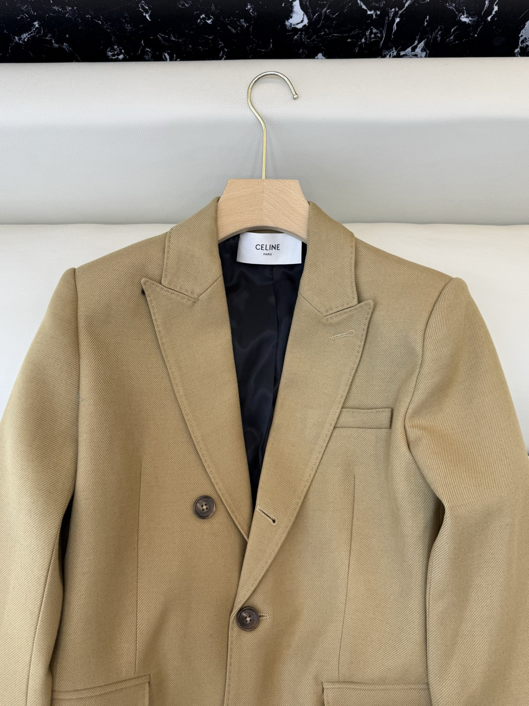 HXZ081#新款外套💕Cel* 30% 羊毛 修身款 西装外套 杏色 黑色 SMLXL