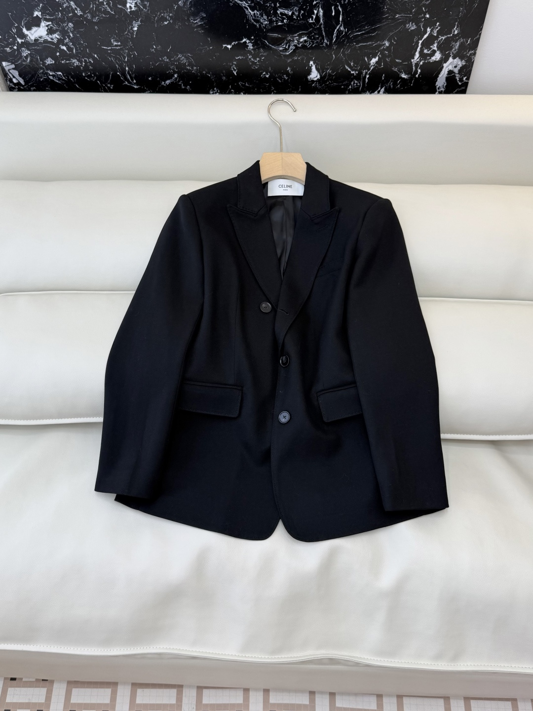 HXZ081#新款外套💕Cel* 30% 羊毛 修身款 西装外套 杏色 黑色 SMLXL