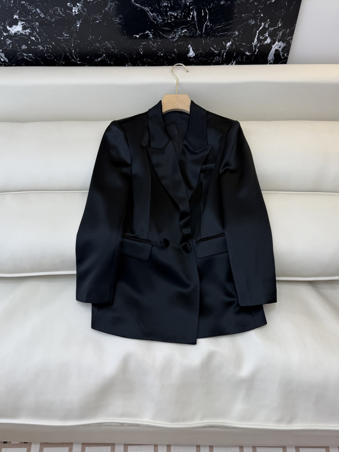 HXZ080#新款外套💕YSL 醋酸面料两粒扣 西装外套 白色 黑色 SMLXL