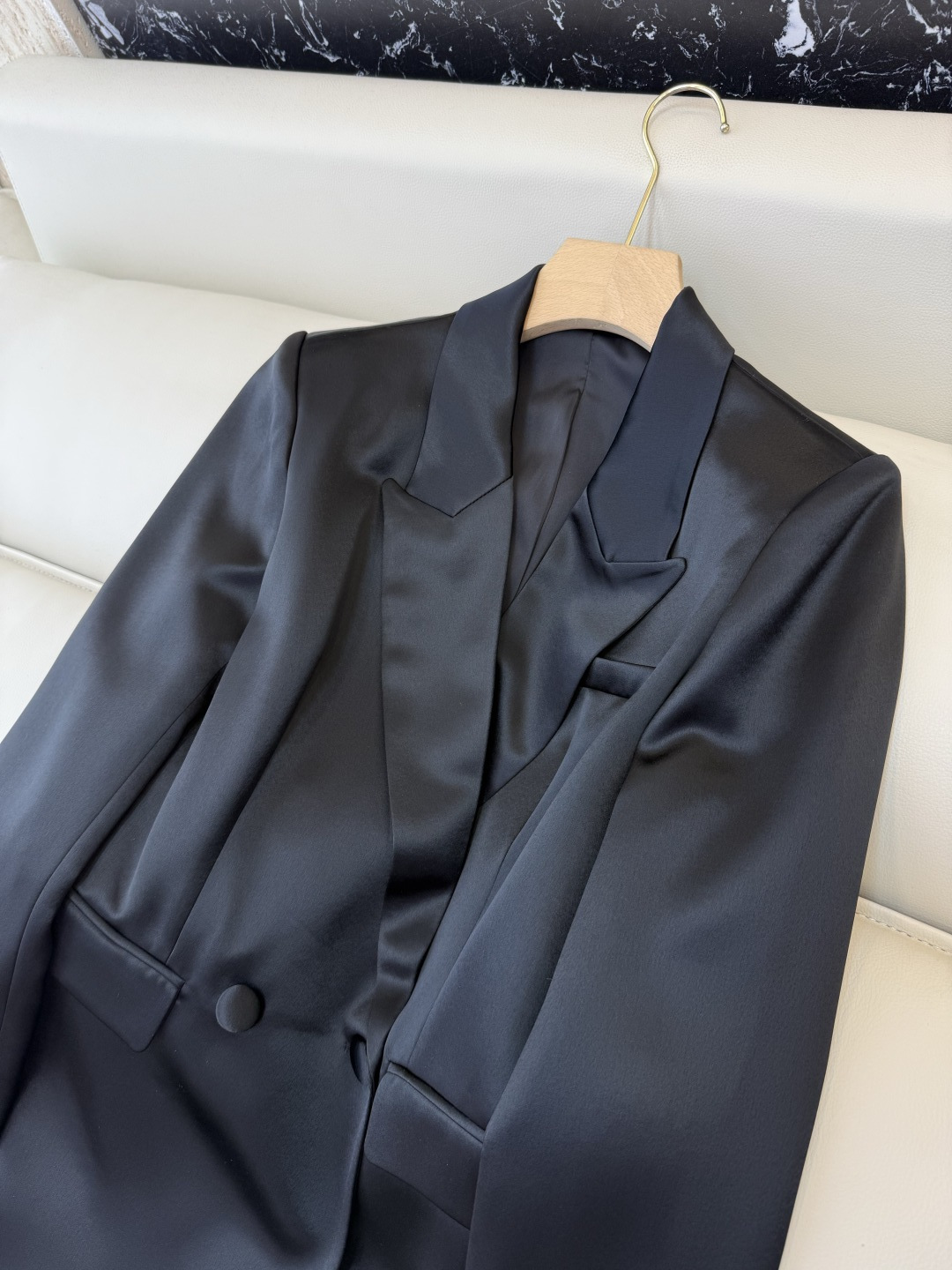HXZ080#新款外套💕YSL 醋酸面料两粒扣 西装外套 白色 黑色 SMLXL