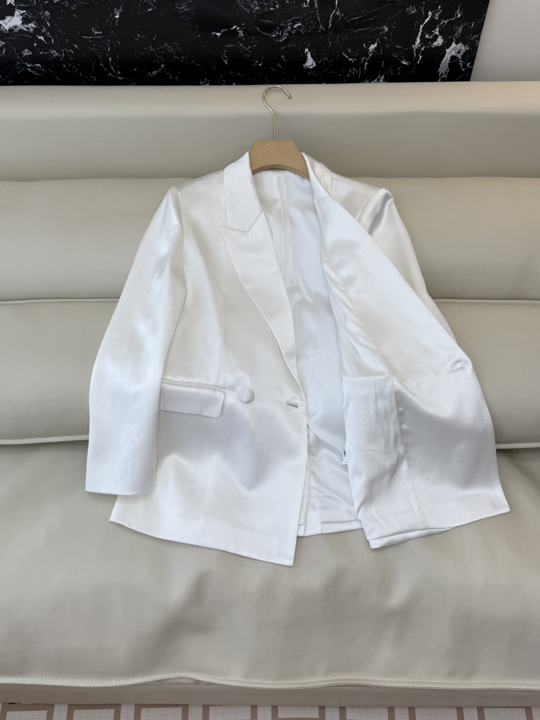 HXZ080#新款外套💕YSL 醋酸面料两粒扣 西装外套 白色 黑色 SMLXL