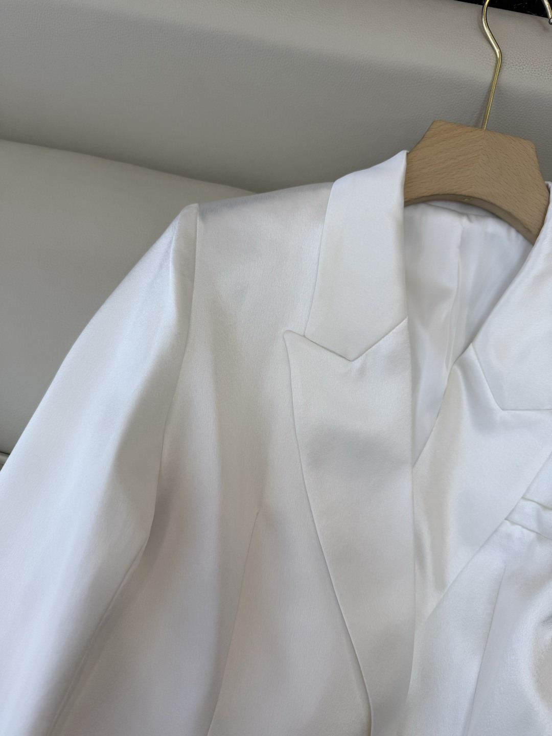 HXZ080#新款外套💕YSL 醋酸面料两粒扣 西装外套 白色 黑色 SMLXL