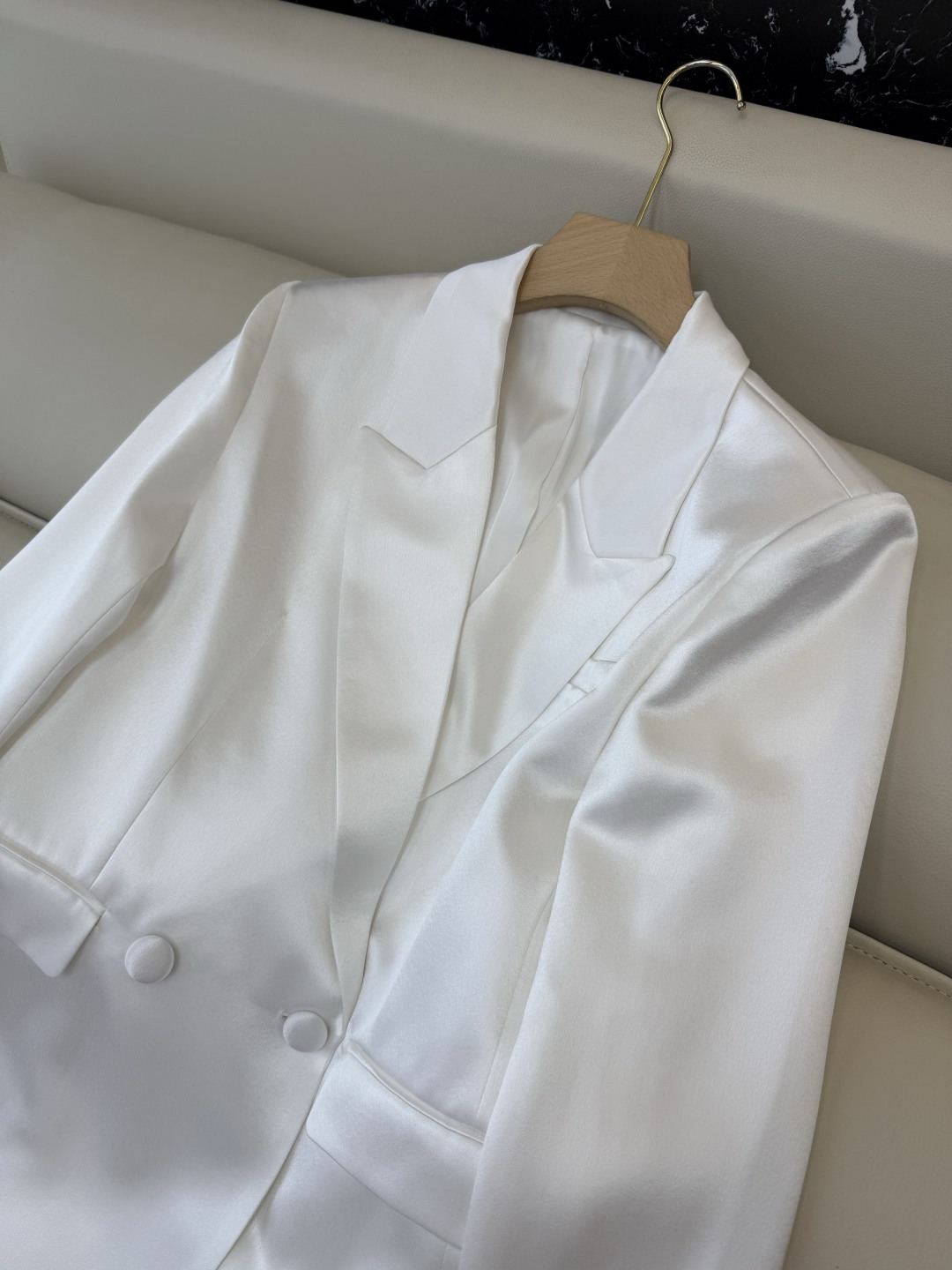 HXZ080#新款外套💕YSL 醋酸面料两粒扣 西装外套 白色 黑色 SMLXL