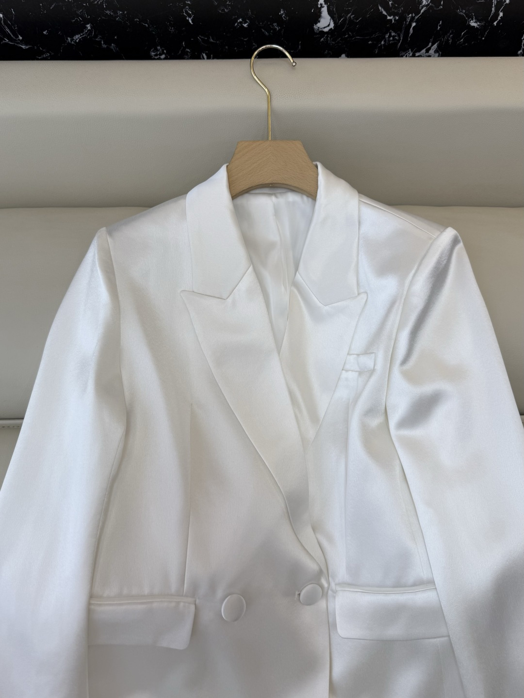HXZ080#新款外套💕YSL 醋酸面料两粒扣 西装外套 白色 黑色 SMLXL