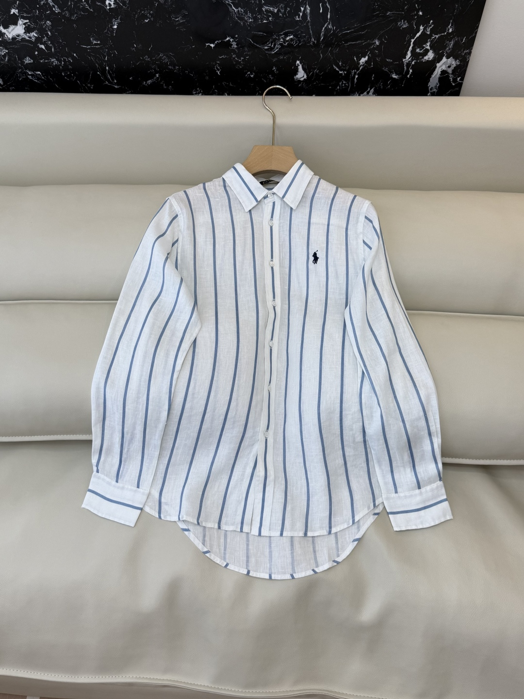 BM011#新款衬衫‼️Polo 亚麻 条纹印花 对格长袖衬衫 SMLXL