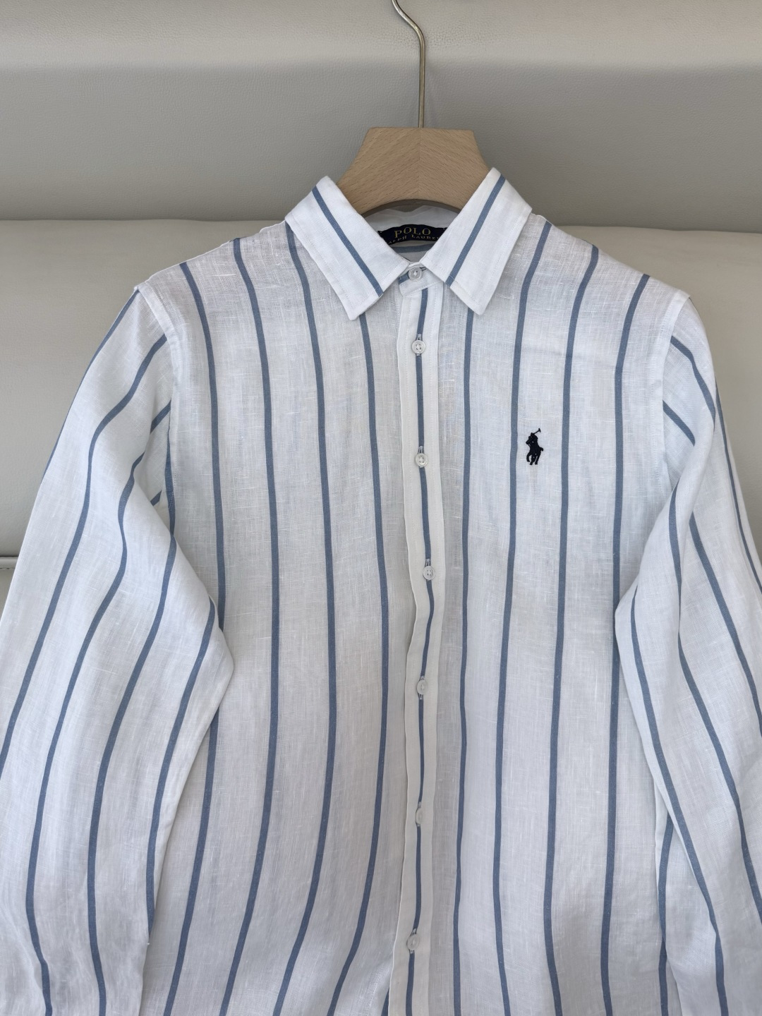 BM011#新款衬衫‼️Polo 亚麻 条纹印花 对格长袖衬衫 SMLXL