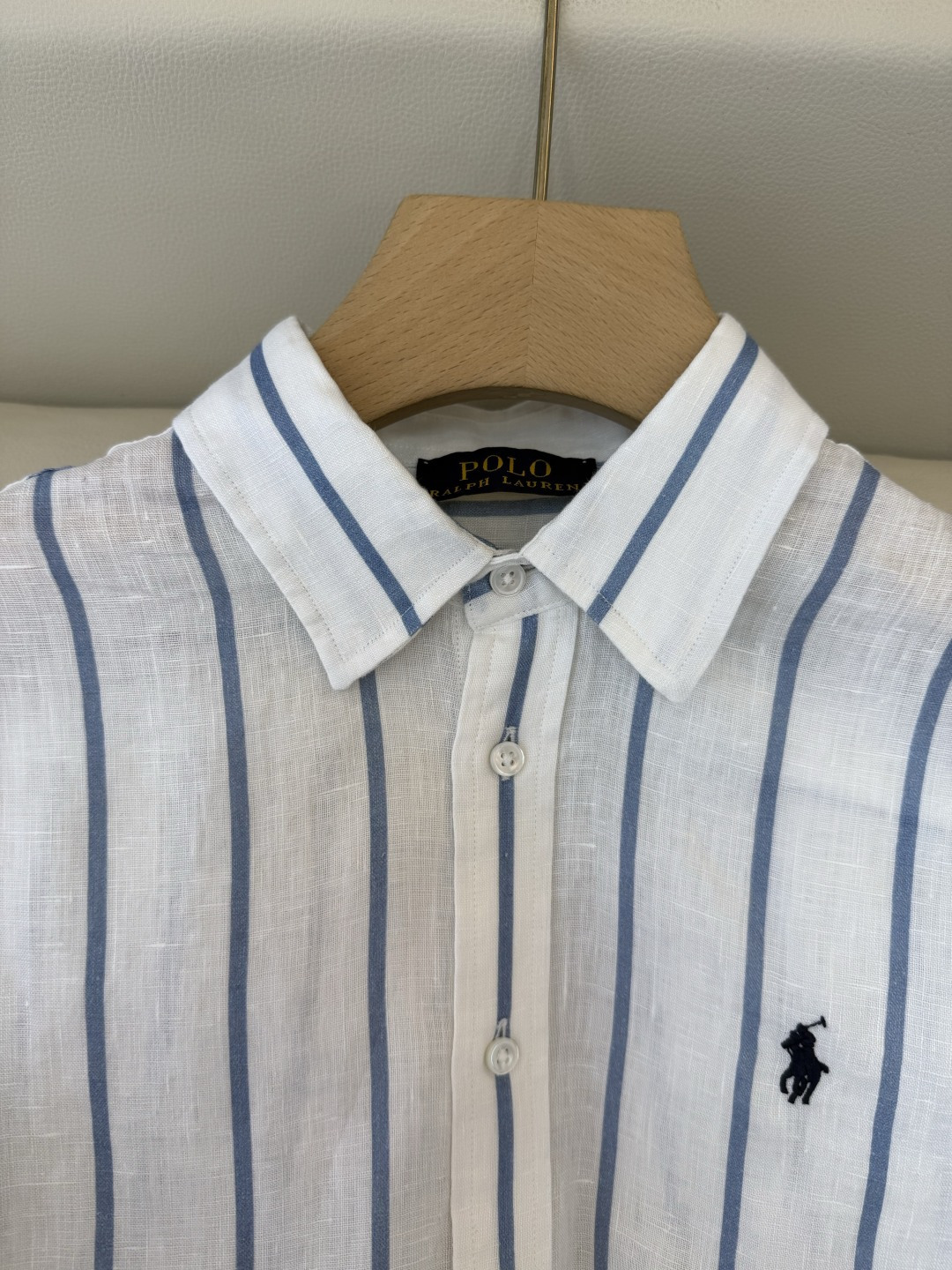 BM011#新款衬衫‼️Polo 亚麻 条纹印花 对格长袖衬衫 SMLXL
