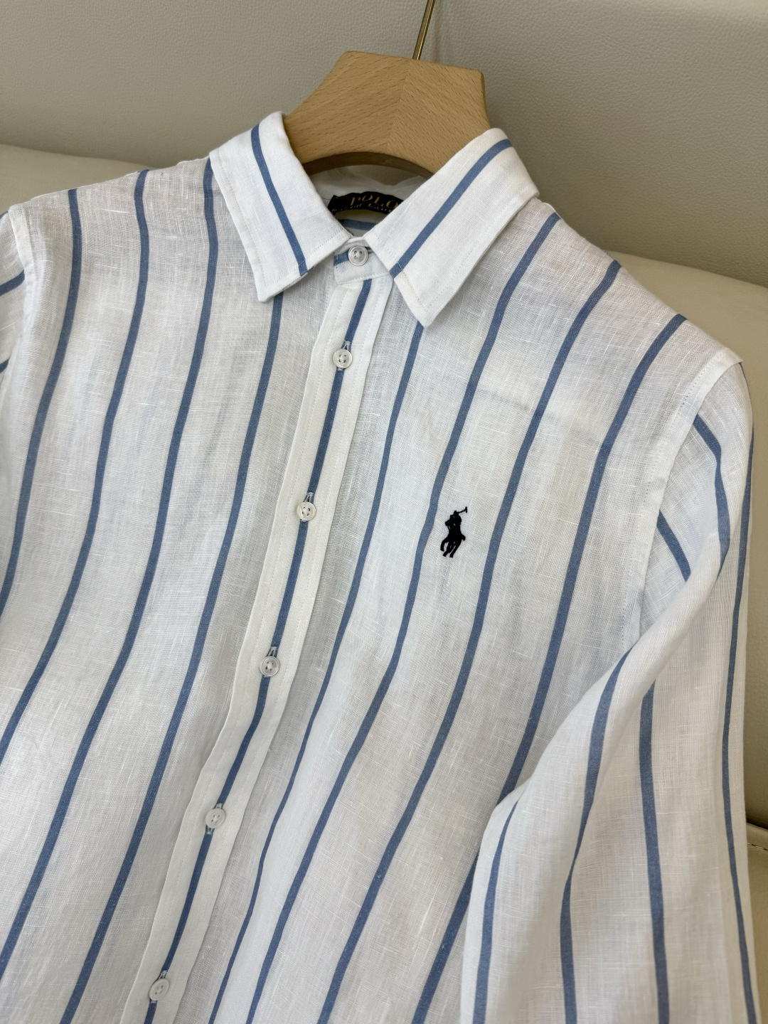 BM011#新款衬衫‼️Polo 亚麻 条纹印花 对格长袖衬衫 SMLXL