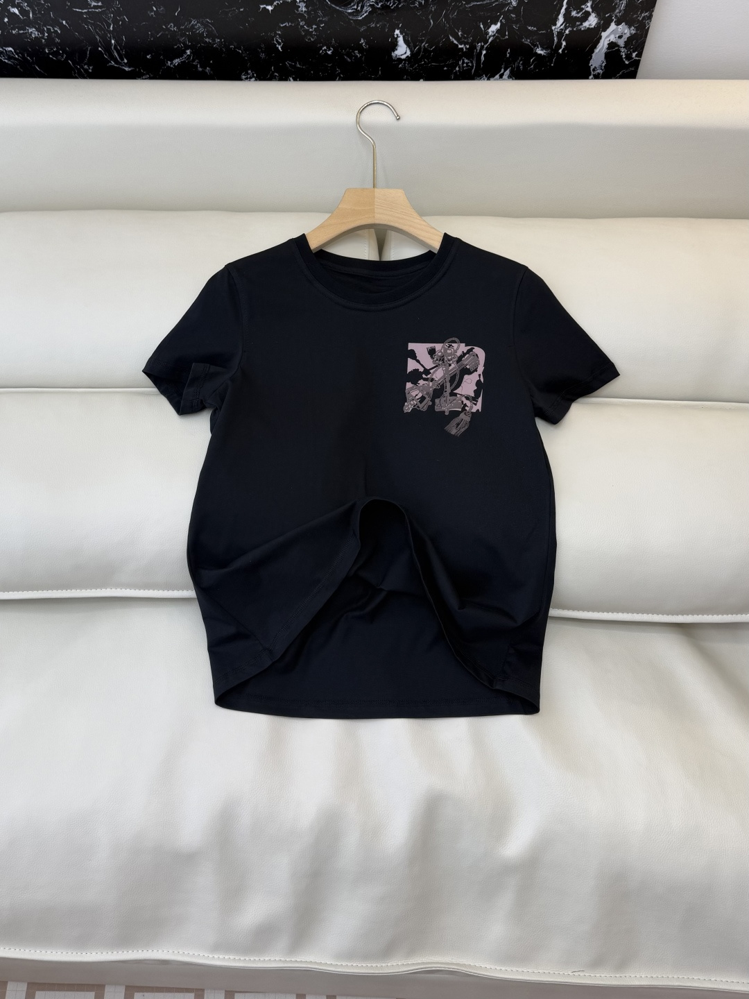 QG0163#新款T恤⚠️‼️H家 独家版 ‼️爱马仕 顶级版 印花 短袖T恤 黑色 白色 36/38/