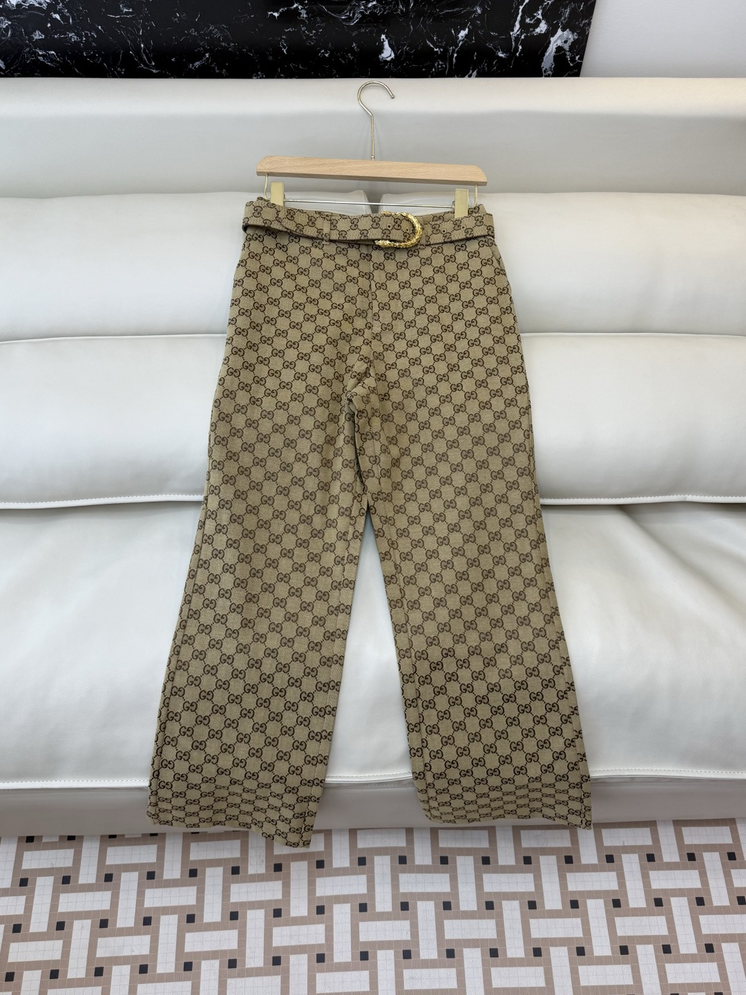 NO:738130,GU009# New Pants Factory GU Home Latest Jacquard Classic Trousers with Belt SML,,19860909GU009#新款裤子工厂 GU 家 最新款 提花 经典款长裤 配腰带 SML,,,Women's clothing