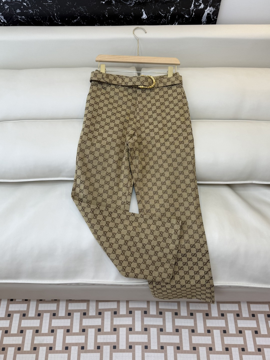 GU009#新款裤子‼️GU 家 最新款 提花 经典款长裤 配腰带 SML