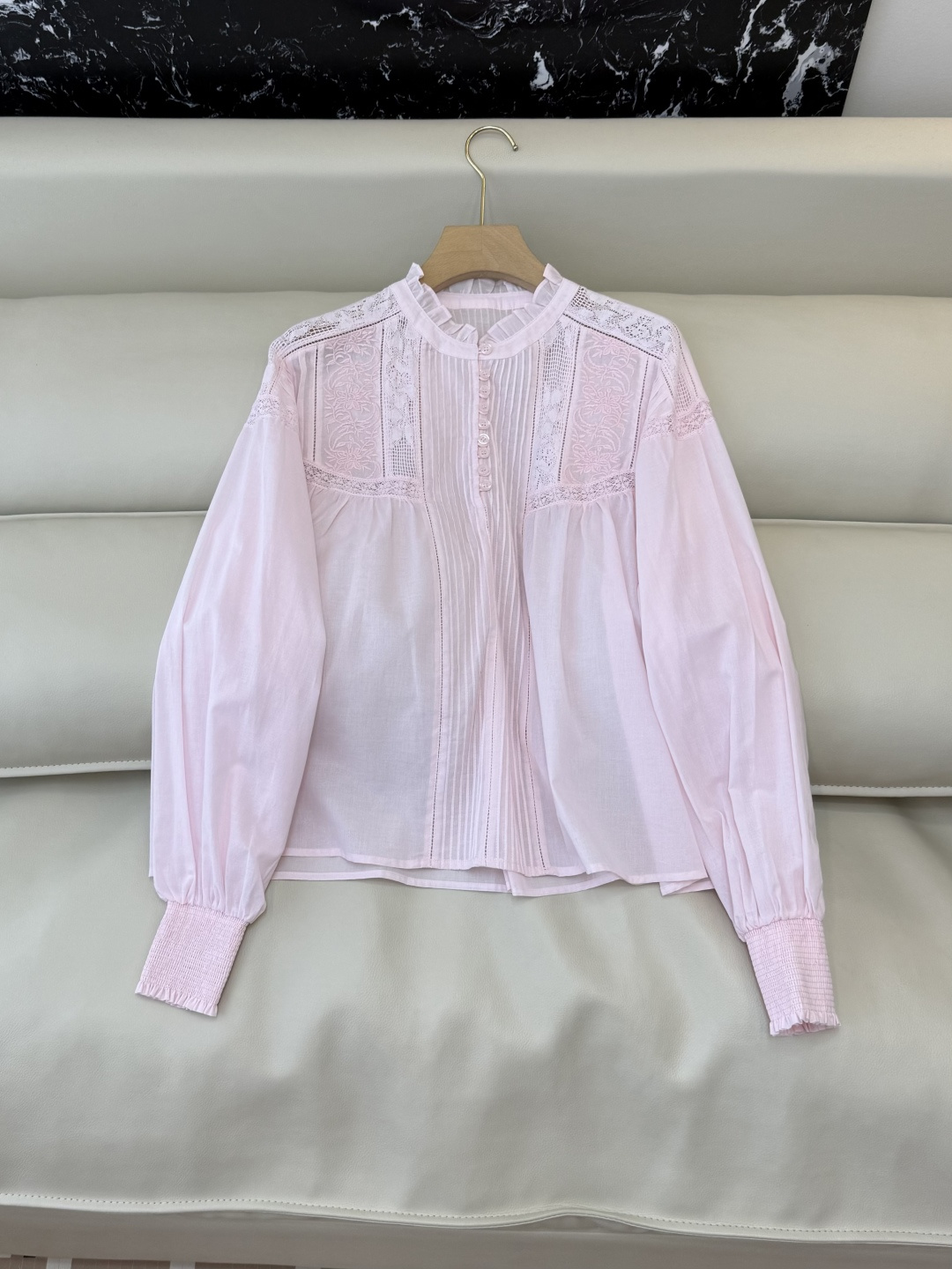 NO:738558,LH005# New Top Factory ES Cotton Embroidered Lace Long Sleeve Top Pink White SML,,19860909LH005#新款上衣工厂 ES 棉 绣花花边长袖上衣 粉色 白色 SML,,,Women's clothing