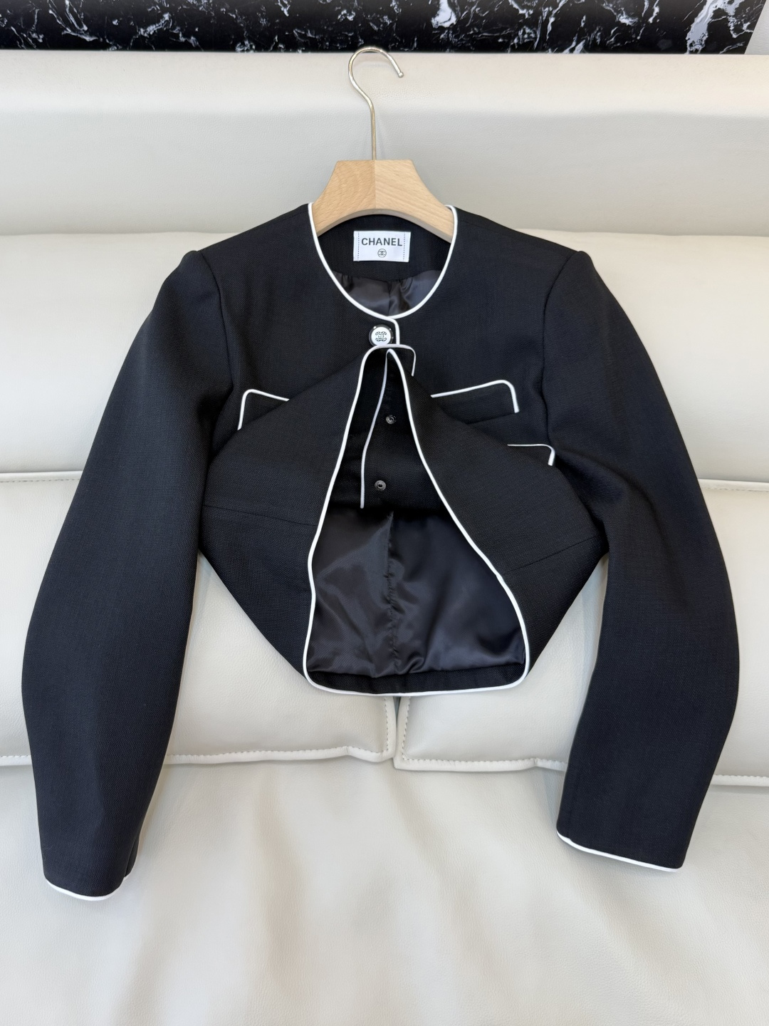 HXZ085#新款外套💕CH小香 多口袋 西装外套 白色 黑色 SMLXL