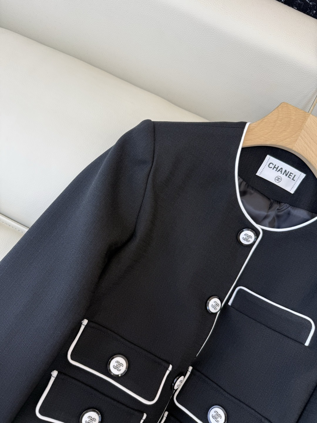 HXZ085#新款外套💕CH小香 多口袋 西装外套 白色 黑色 SMLXL