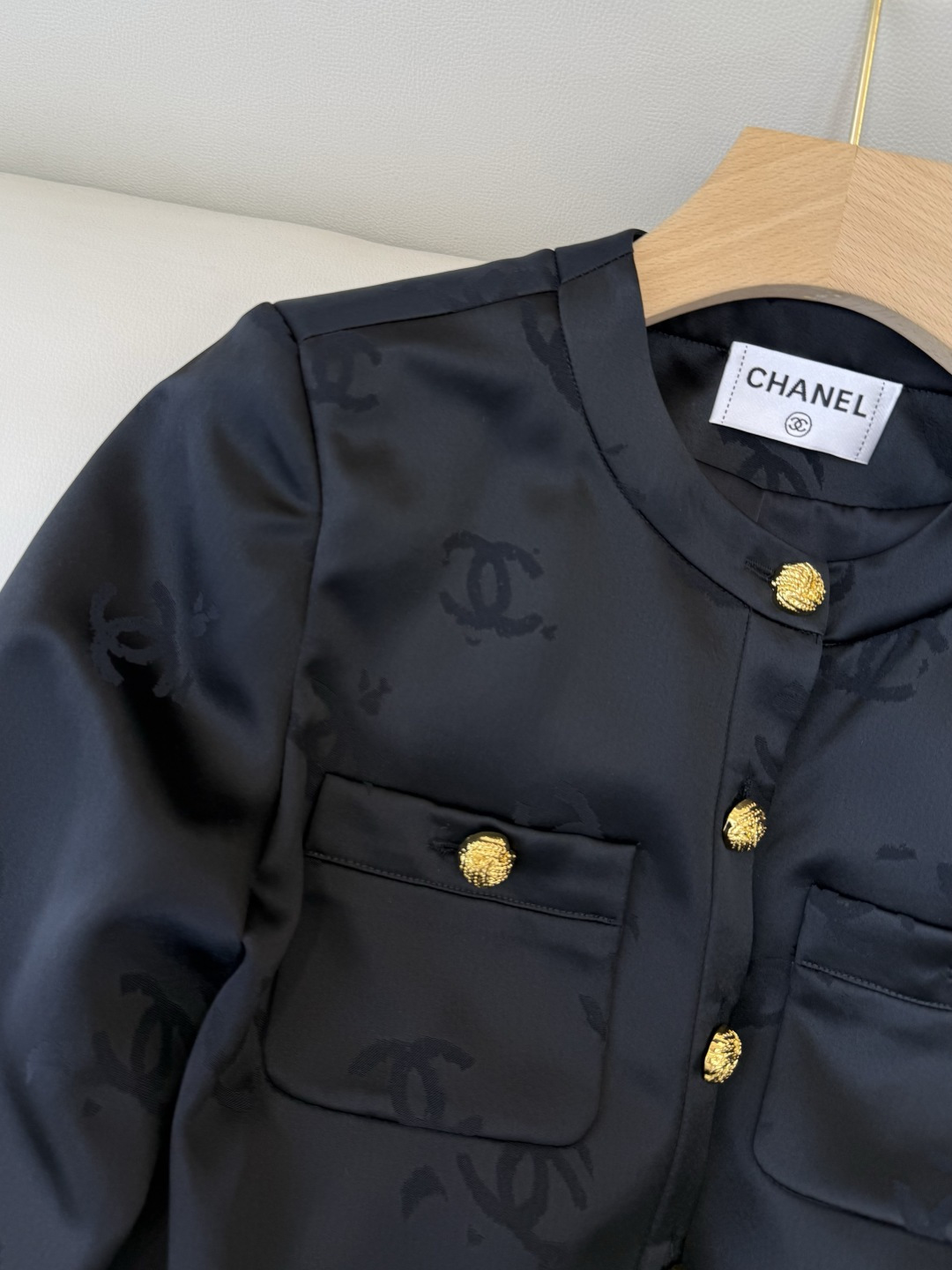 HXZ084#新款外套💕CH小香 醋酸面料 西装外套 白色 黑色 SMLXL