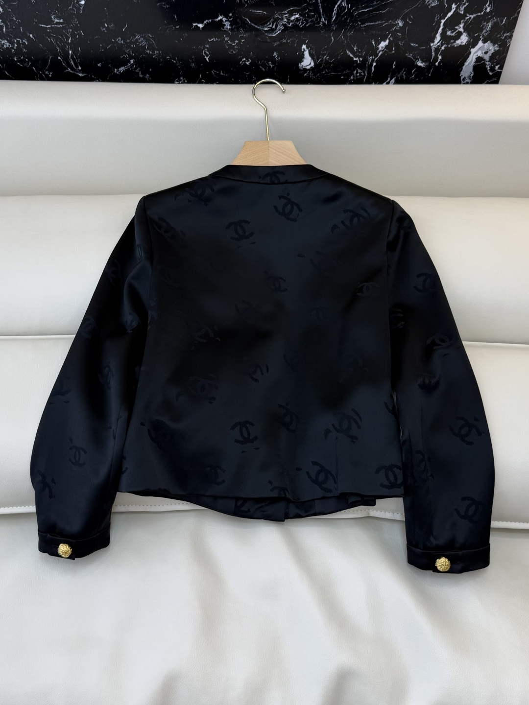 HXZ084#新款外套💕CH小香 醋酸面料 西装外套 白色 黑色 SMLXL