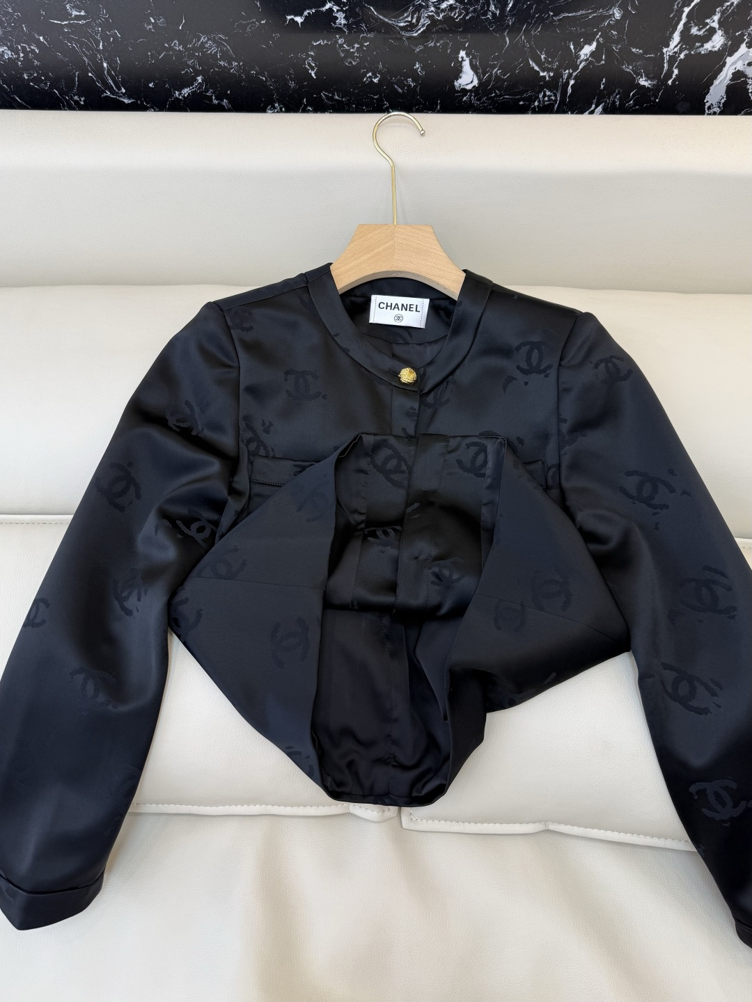 HXZ084#新款外套💕CH小香 醋酸面料 西装外套 白色 黑色 SMLXL