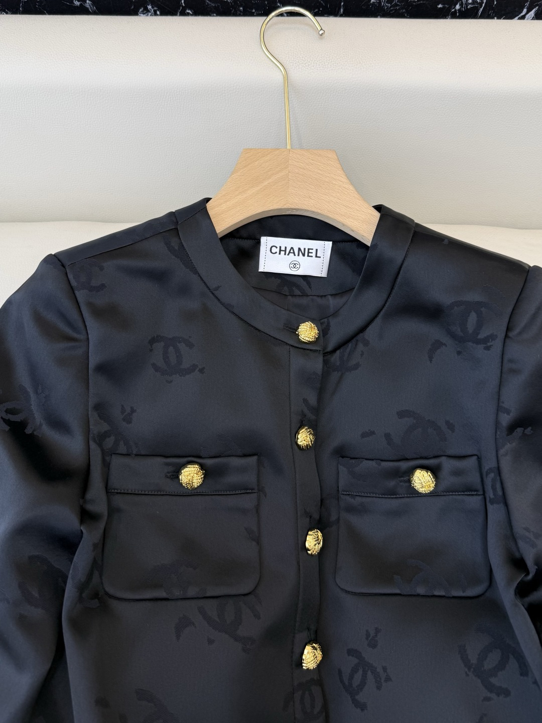 HXZ084#新款外套💕CH小香 醋酸面料 西装外套 白色 黑色 SMLXL