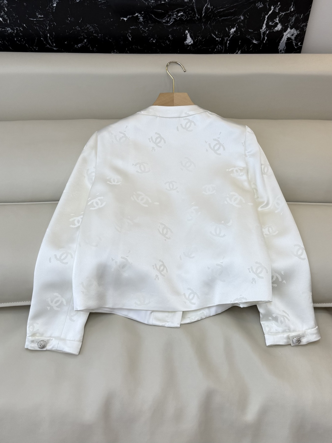 HXZ084#新款外套💕CH小香 醋酸面料 西装外套 白色 黑色 SMLXL