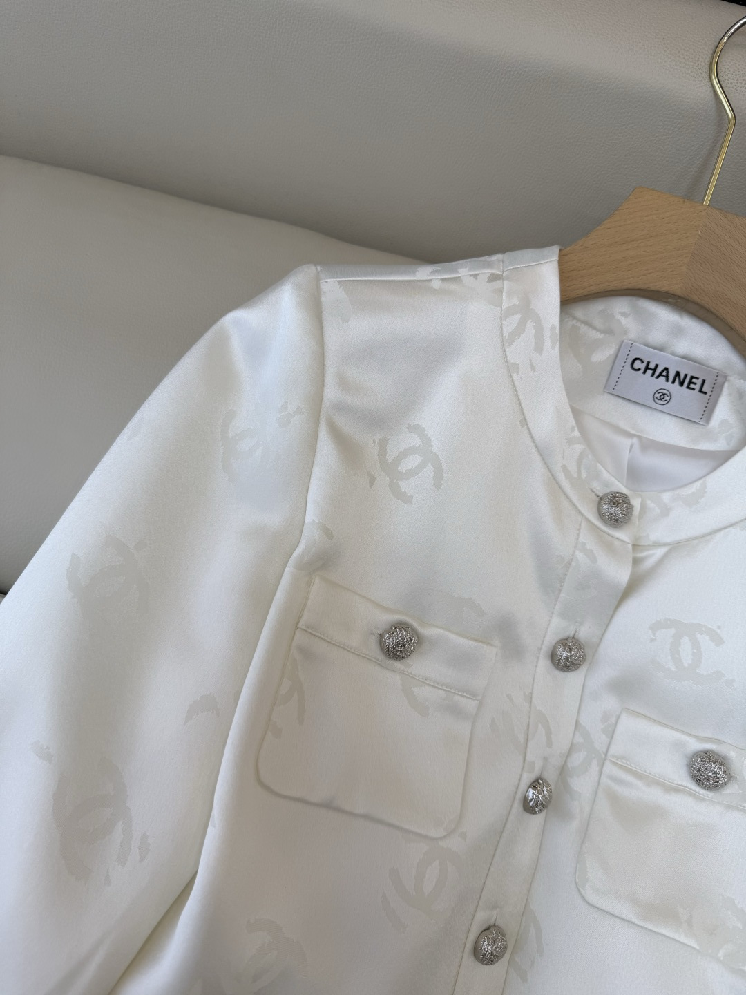 HXZ084#新款外套💕CH小香 醋酸面料 西装外套 白色 黑色 SMLXL