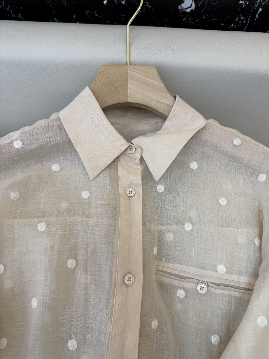 YM091#新款套装‼️度假风 100%亚麻圆点绣花上衣 ➕短裤 套装 浅粉色 浅黄色 SMLXL