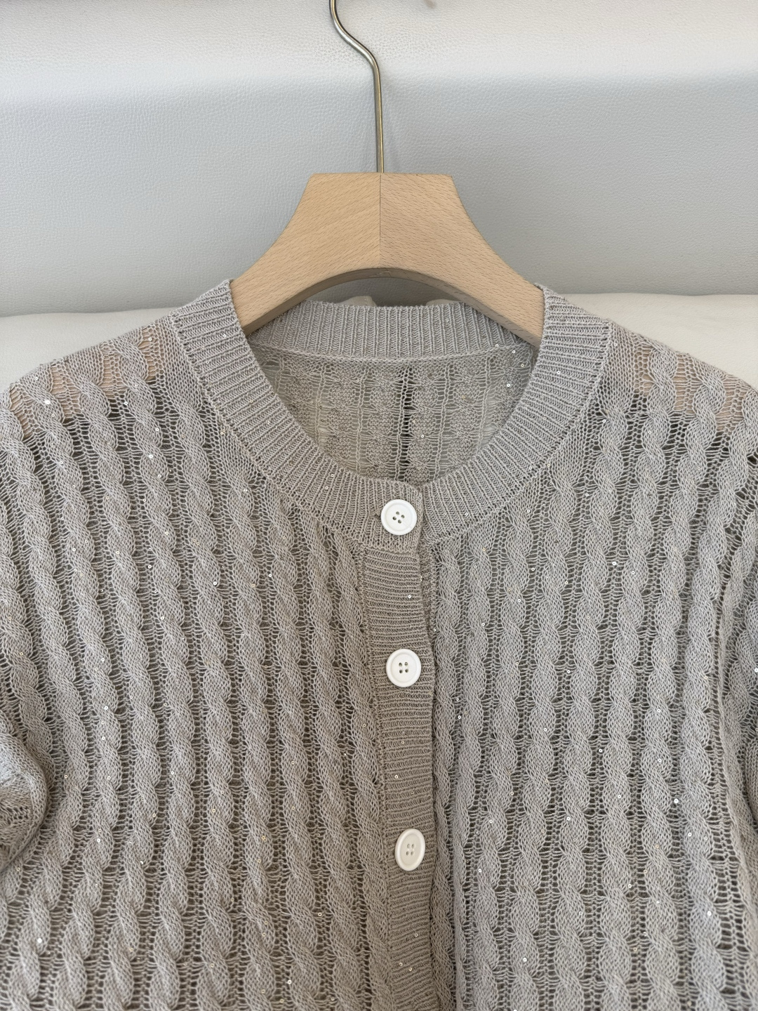 LZM26008#新款针织衫💕BC 最新款短袖镂空设计针织 米色 白色 SML