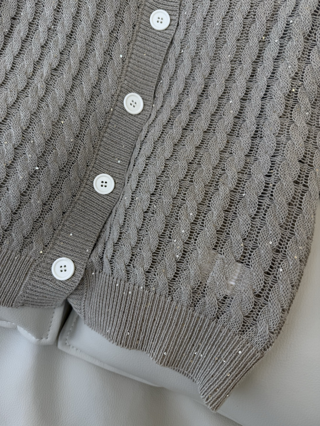 LZM26008#新款针织衫💕BC 最新款短袖镂空设计针织 米色 白色 SML