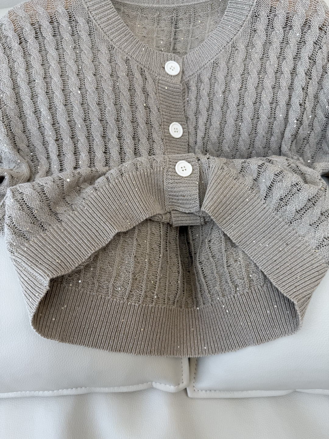 LZM26008#新款针织衫💕BC 最新款短袖镂空设计针织 米色 白色 SML