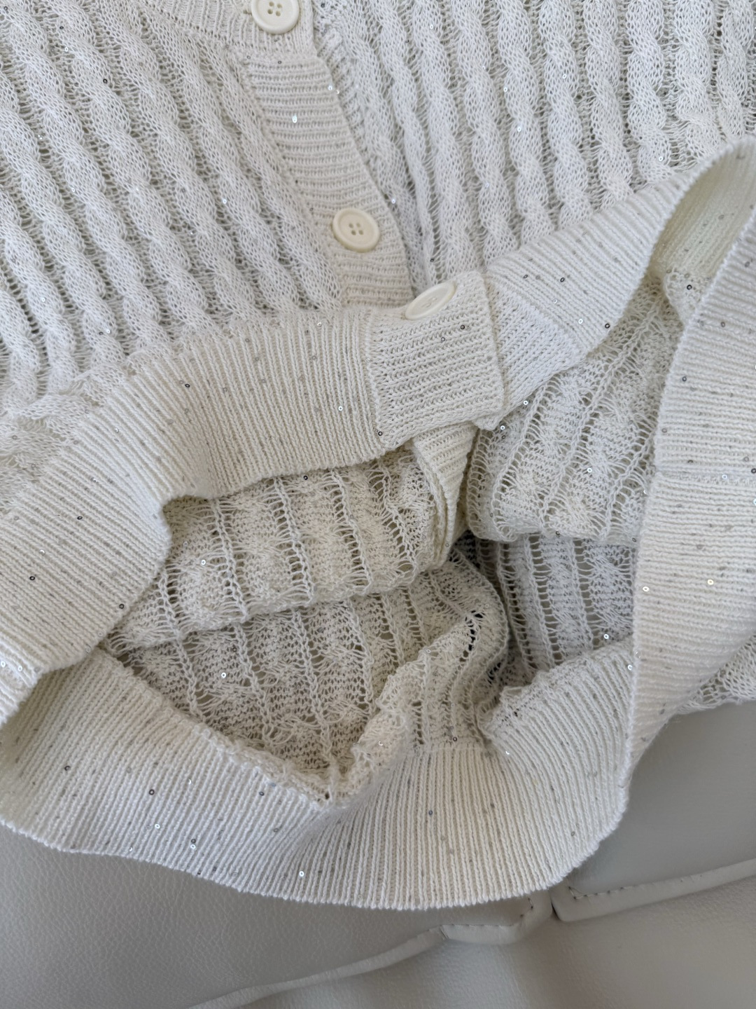 LZM26008#新款针织衫💕BC 最新款短袖镂空设计针织 米色 白色 SML