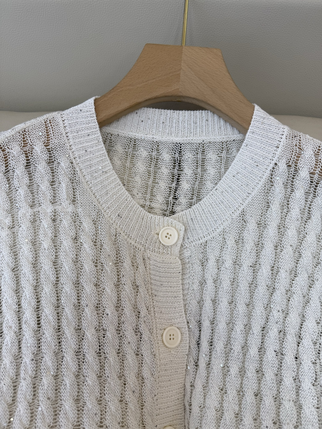 LZM26008#新款针织衫💕BC 最新款短袖镂空设计针织 米色 白色 SML