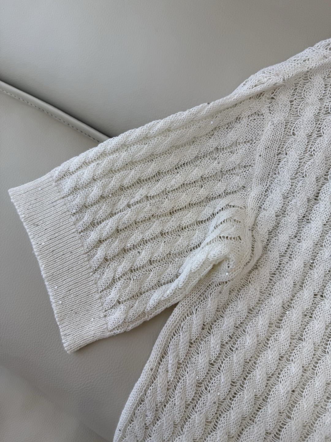 LZM26008#新款针织衫💕BC 最新款短袖镂空设计针织 米色 白色 SML