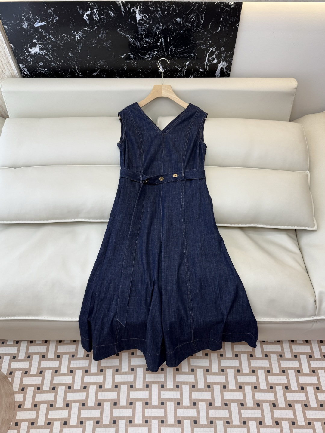 LZ26025V#新款连衣裙💕BC 牛仔棉 V领 显瘦 牛仔裙 SML