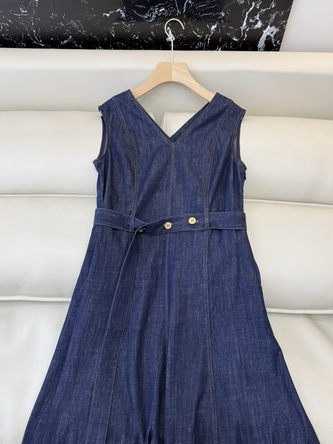LZ26025V#新款连衣裙💕BC 牛仔棉 V领 显瘦 牛仔裙 SML