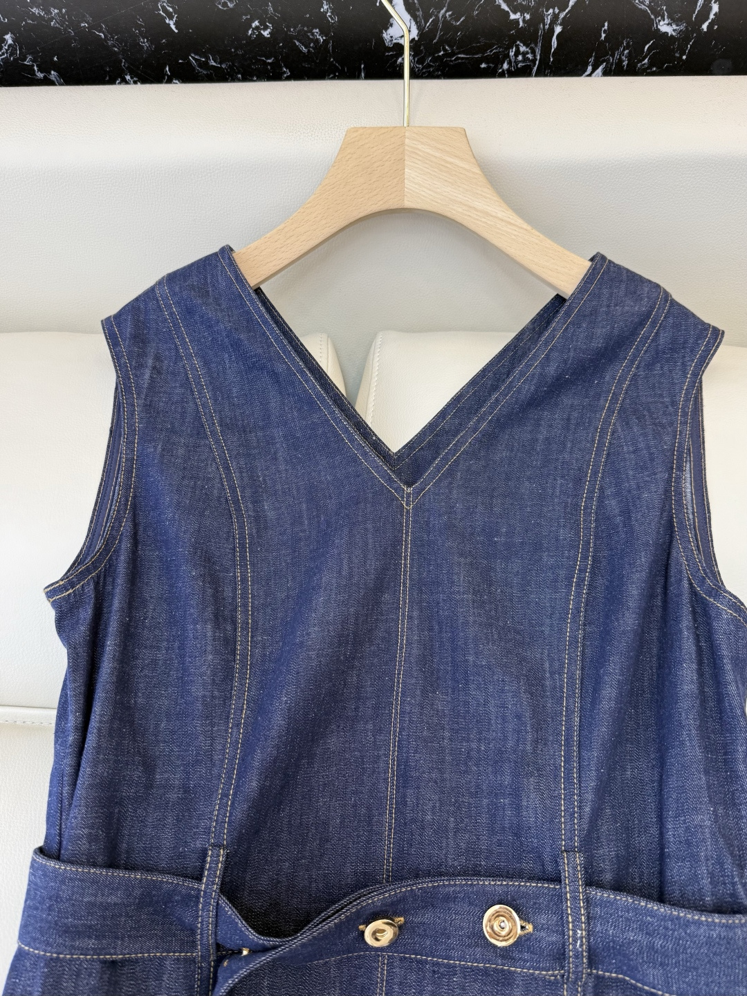 LZ26025V#新款连衣裙💕BC 牛仔棉 V领 显瘦 牛仔裙 SML