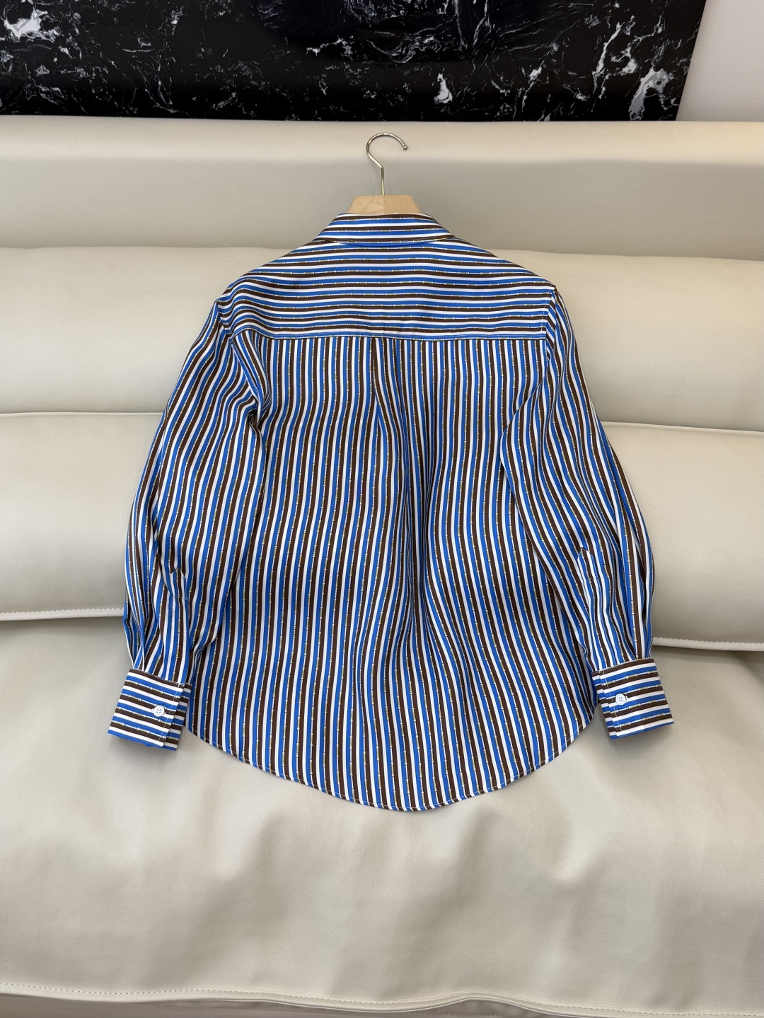 BS1120#新款衬衫💕CE* 100% 斜纹真丝条纹 印花长袖衬衫 36/38/40/42